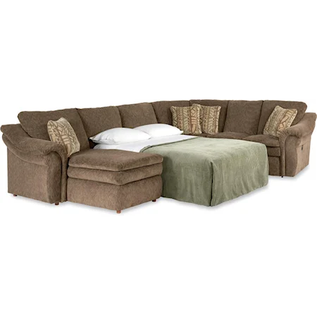 4 Piece Sectional Sofa with RAS Chaise and Full Sleeper